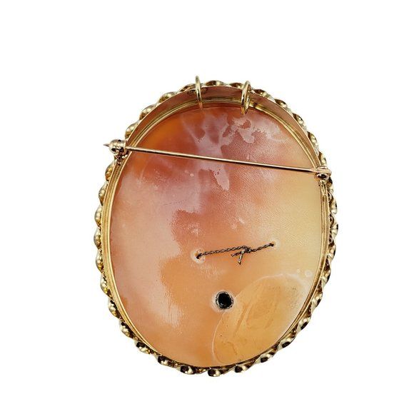 Vintage 14 Karat Yellow Gold and Diamond Cameo Brooch/Pendant #10664 - Picture 5 of 7